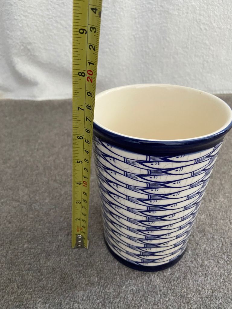 Jersey pottery Sardine fish vase or utensil pot