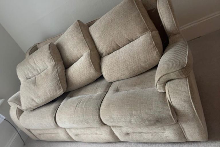 Comfortable Beige Fabric Sofa – Good Condition