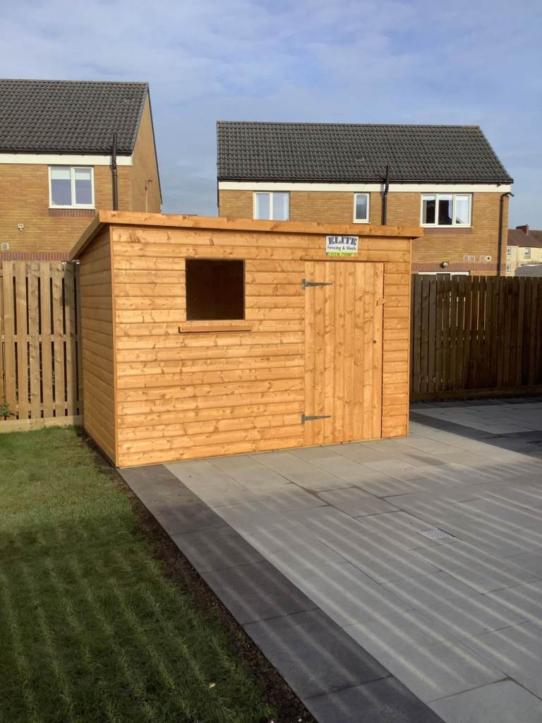 10x6 Pent Shed 20mm Log effect SUPPLIED & FITTED 