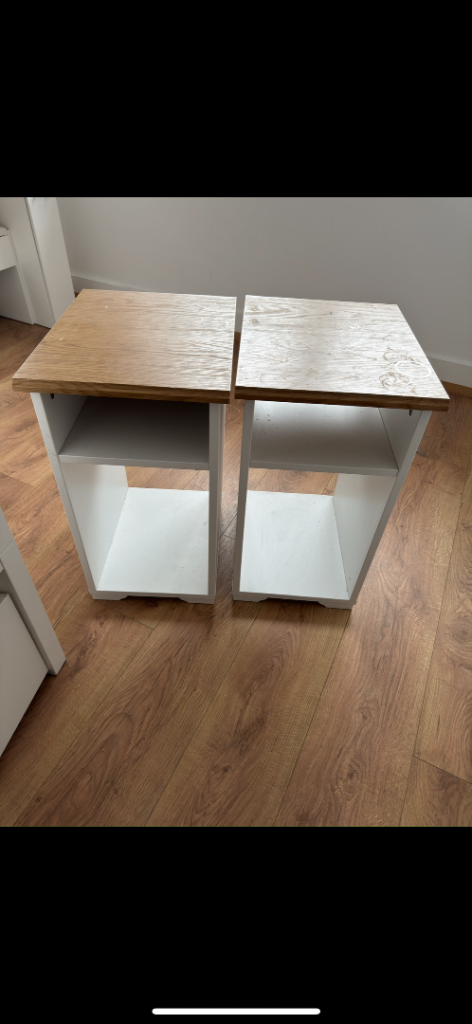 Two bedside tables, white, 40x32 cm