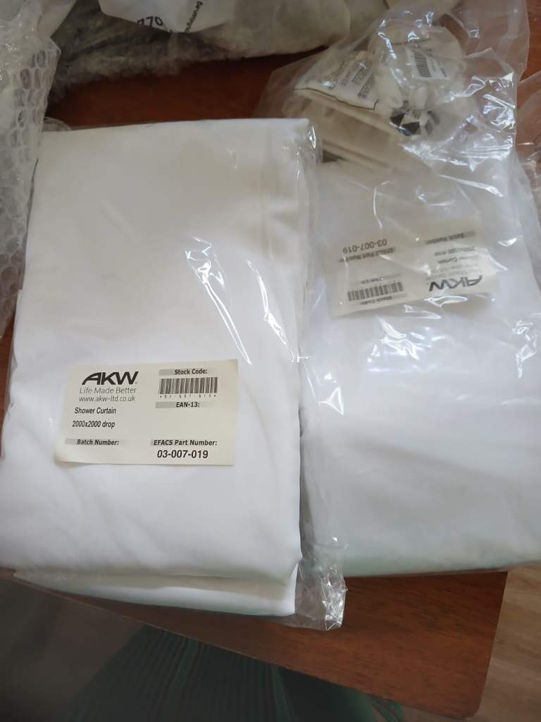 Two Shower Curtains and hooks - New