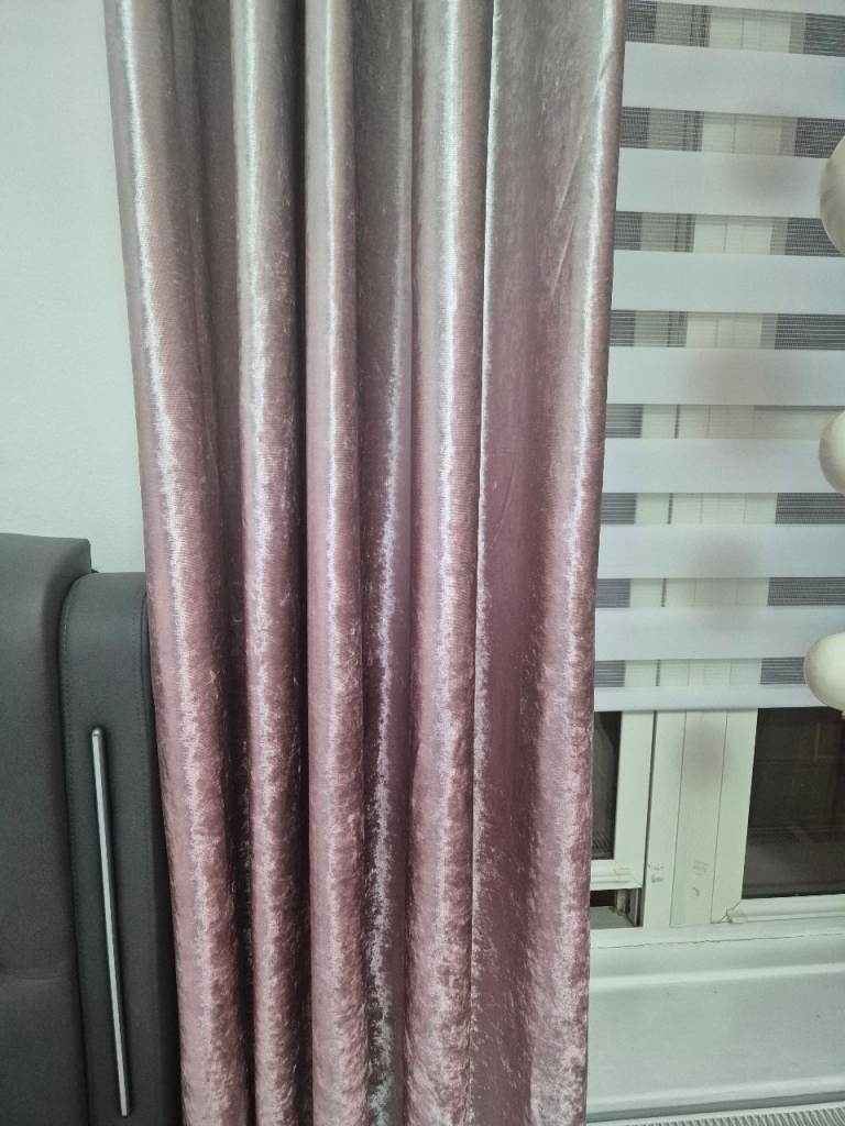 Pink and grey ombre velvet curtains 66inches x90inches