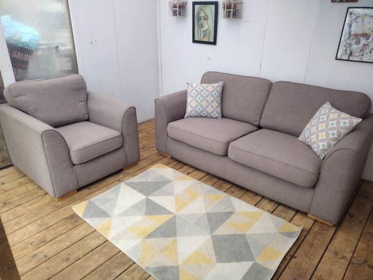 image for DFS two piece sofa set in Taupe-immaculate condition