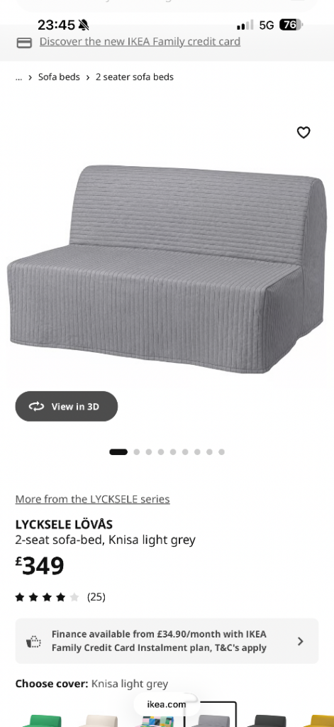 IKEA LYCKSELE LÖVÅS 2-Seater Sofa Bed, Light Grey, a few months old 