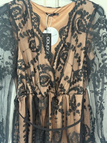 plus lace plunge skater dress Black Boutique Lace Plunge Skater Dress