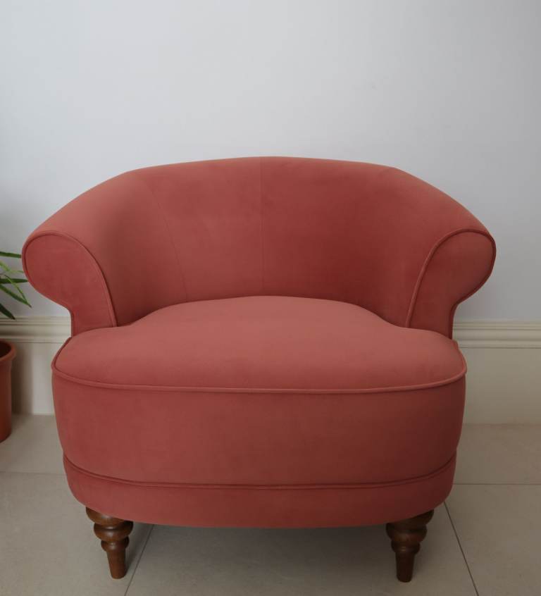 Dusty Pink Armchair – Scroll Back Accent Chair (Pair Available)