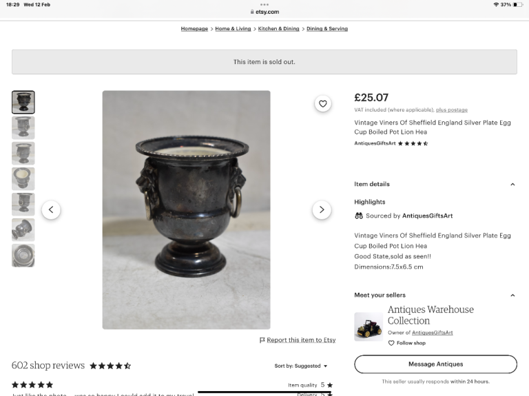 2 x antique/vintage ( BUNDLE ) VINERS OF SHEFFIELD egg cups/ tooth pick holders 🙏 