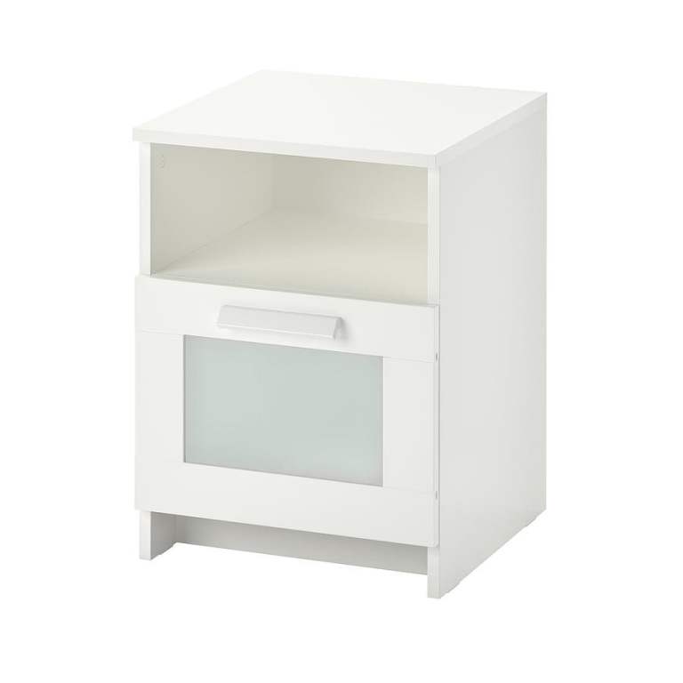 IKEA BRIMNES White Bedside Table with Drawer and Shelf - Good Condition