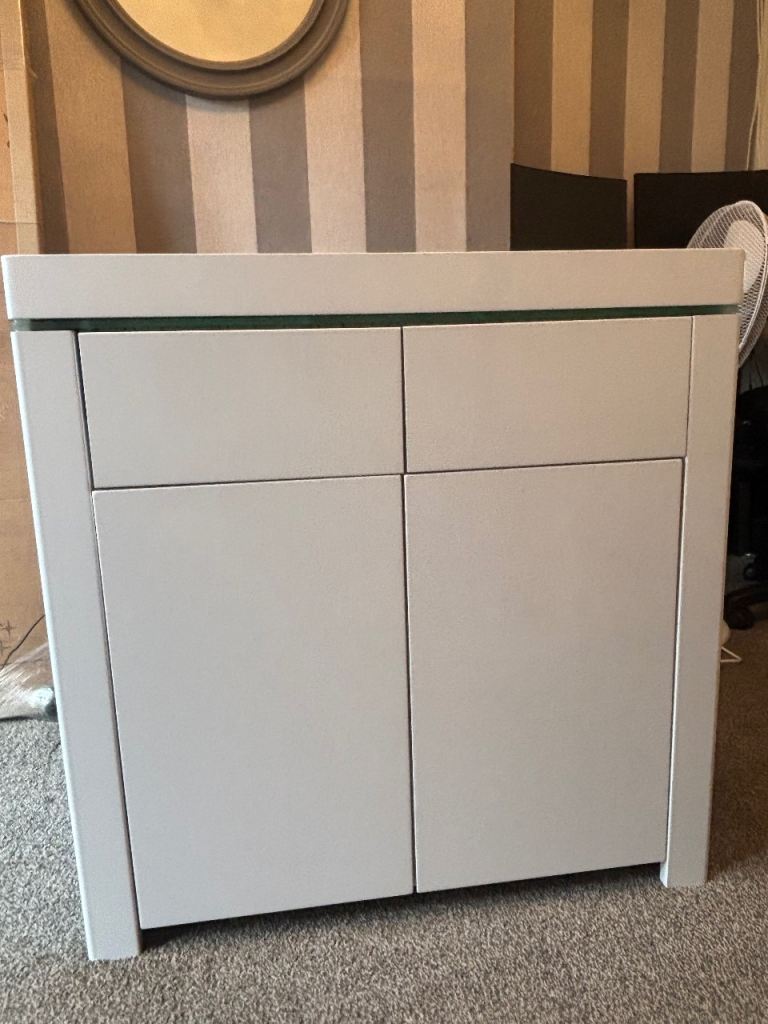 White Sideboard Cabinet with LED Lighting and Drawers
