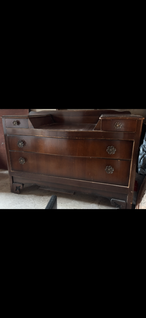 Vintage Wooden Chest of Drawers with Decorative Handles