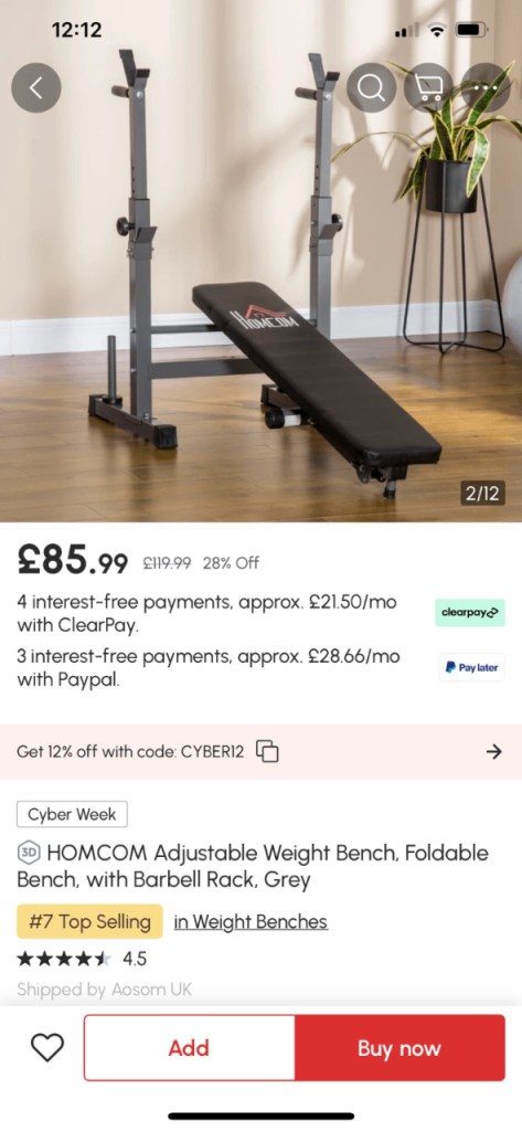 image for Adjustable weights bench. Brand new still in box.