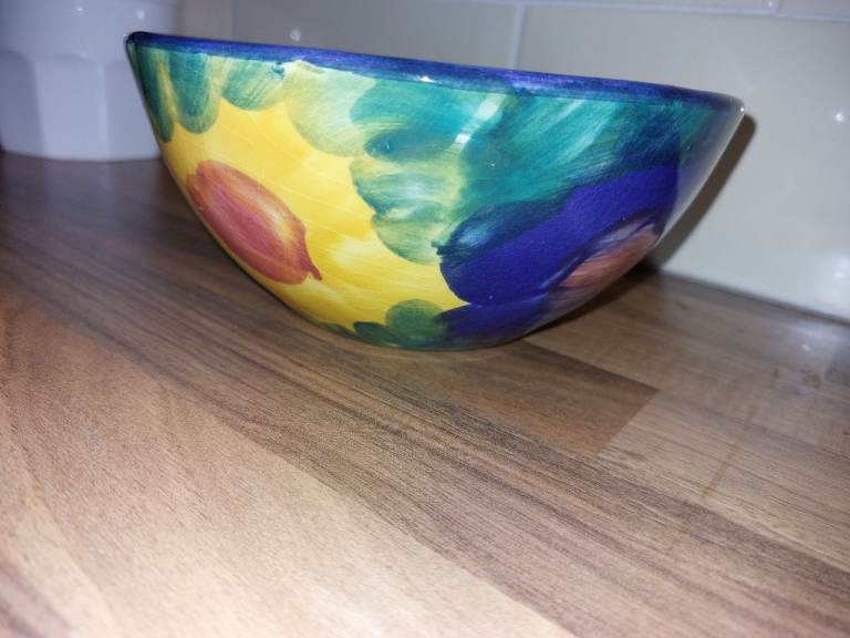 Hand painted spanish pottery bowl in vibrant colours £12