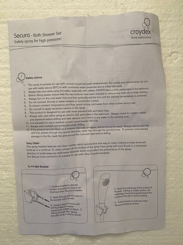 Croydex safe shower spray set . 
