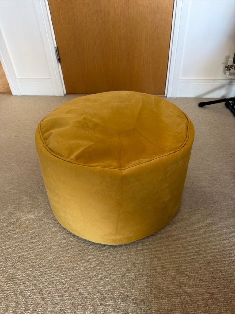 Yellow beanbag pouffe