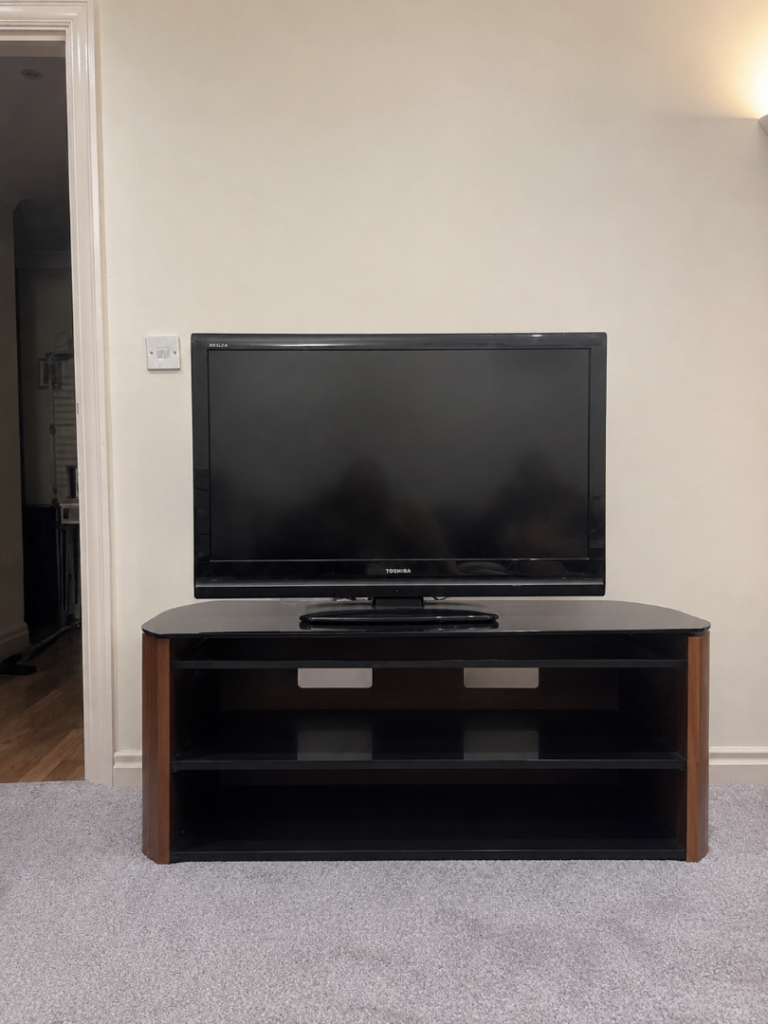 Toshiba Flat Screen TV with TV Stand - Black & Brown
