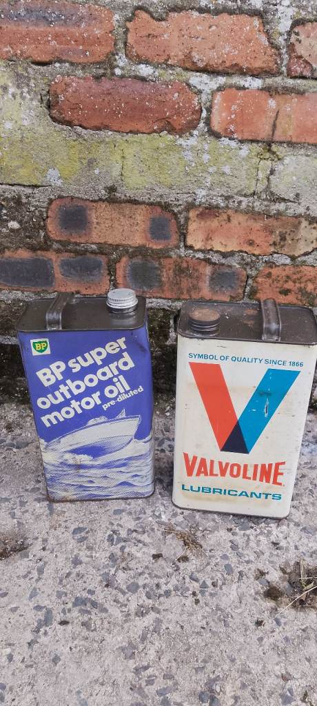 Collectable BP Super Outboard Motor Oil + Valvoline Lubricant