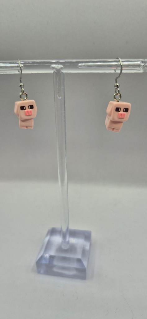 Minecraft pig earrings 