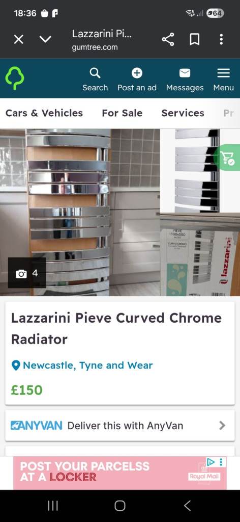 NEW Lazzarini Pieve Curved Chrome Radiator 330x550