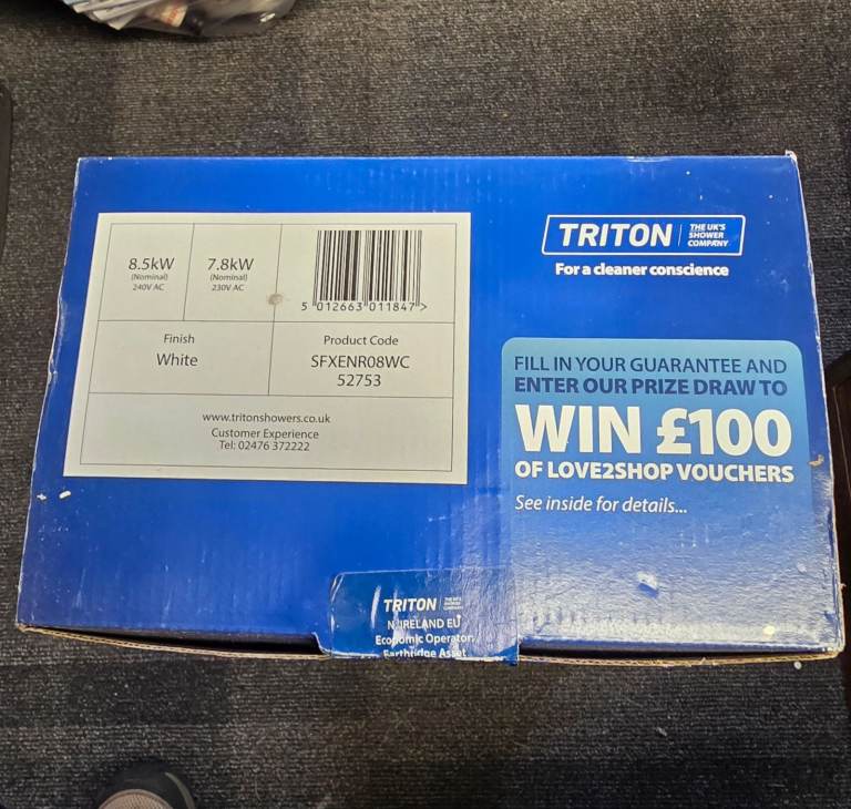 Triton Enrich White 8.5kW Manual Electric Shower