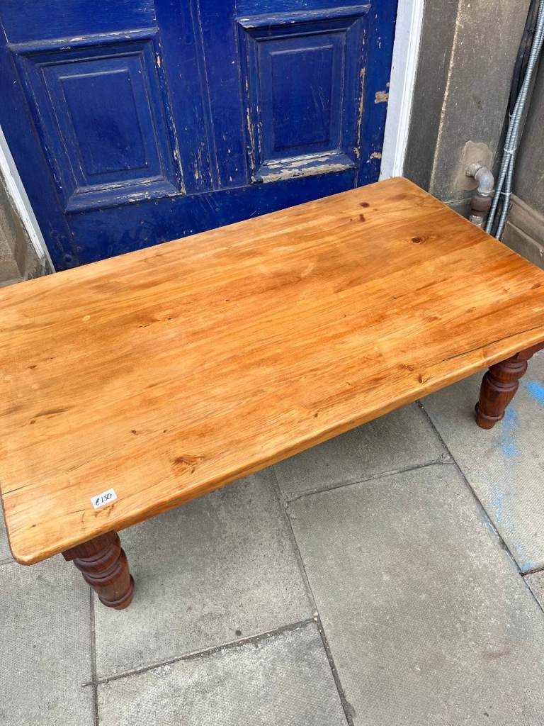 Large Yellow Pine Coffee Table , good quality .  