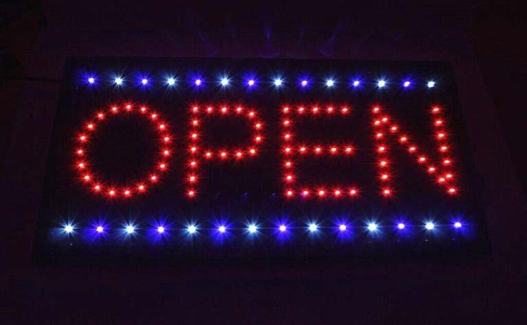 Bright LED Open Sign Including UK Power Plug And Hanging Chain, For Shop Restaurant Window