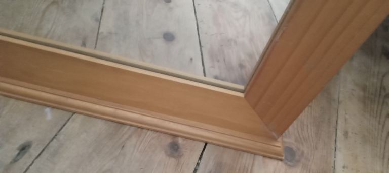 Large pine mirror with plinth