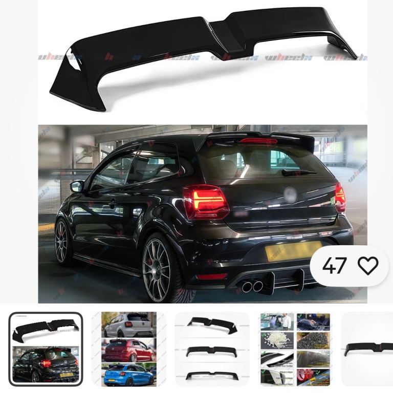 GLOSS BLACK REAR BOOT SPOILER LIP OETTINGER STYLE 2009-17 - FOR VW POLO MK5 6R 6C