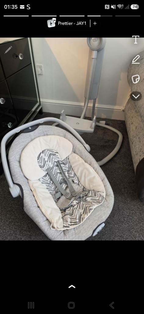 Baby Bouncer/Swing – Grey, Good Condition