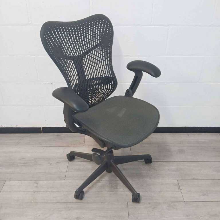 Herman Miller Mirra Ergonomic Operator Chair, Adjustable, Lumbar Support, Graphite, Swivel Base
