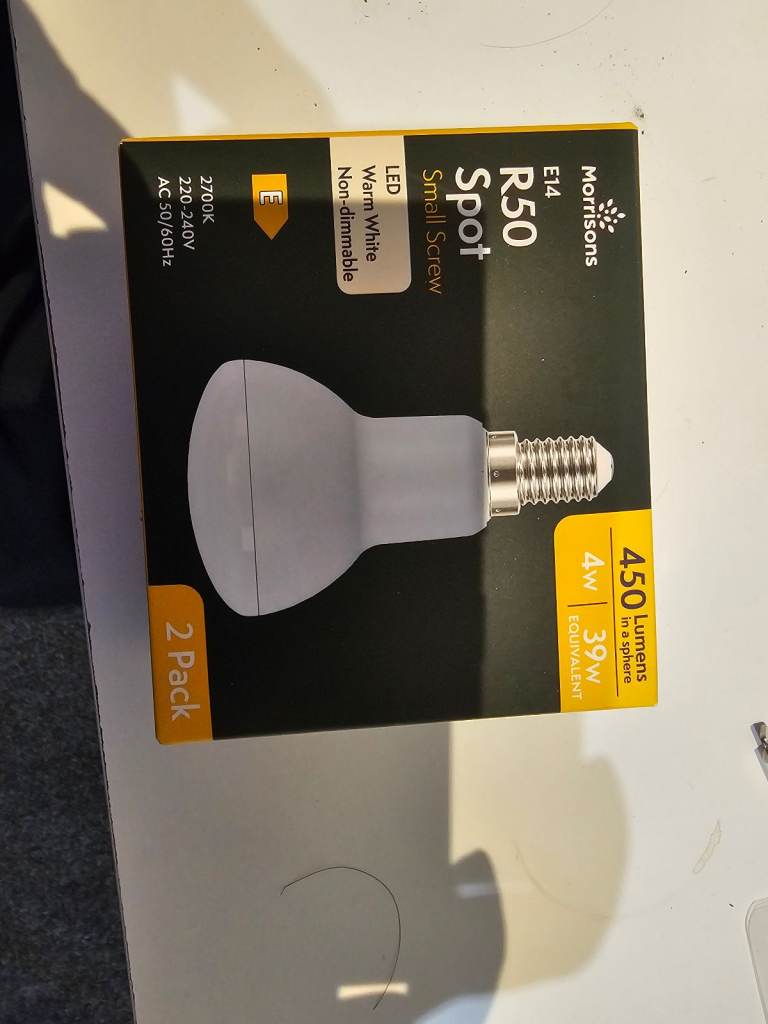 Morrisons E14 R50 LED Spot Light Bulbs – 2 Pack, New