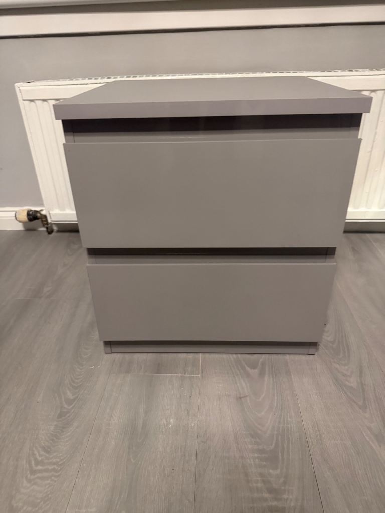 2 x Grey bedside drawers