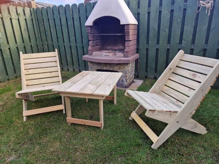 Handmade Wooden Garden Furniture Set – Comfortable & Functional