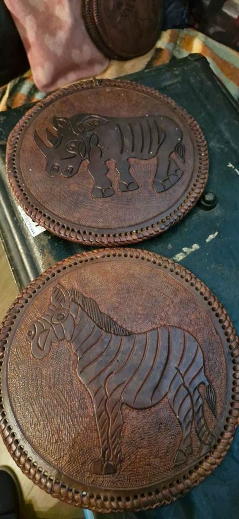  Collectible African leather place mats or wall hanging 
