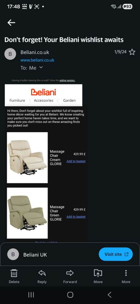 Beliani massage chair