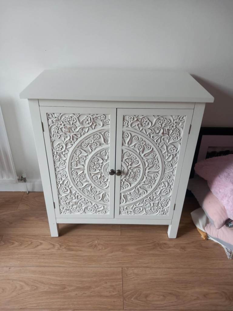 Dunelm Samira White Carved Sideboard Cabinet