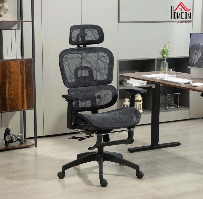 HOMCOM Executive Office Chair with Lumbar Support – Black, NEW