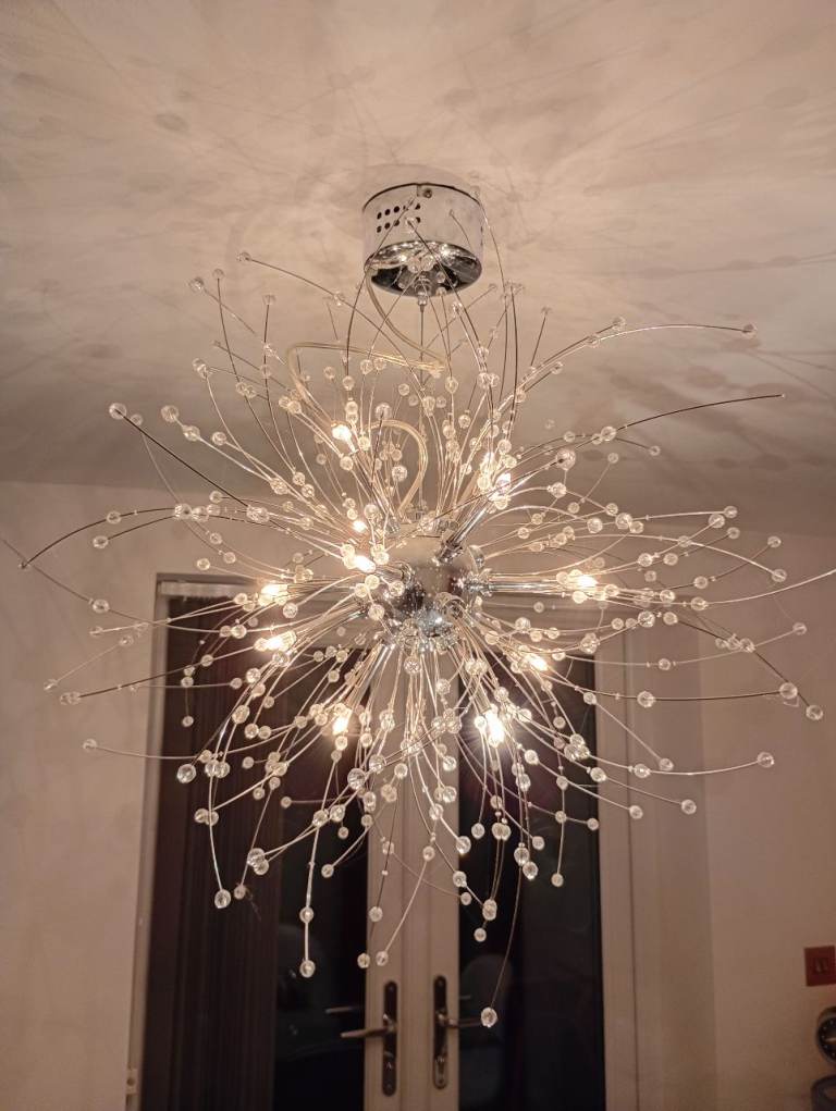 Spudnik chrome ceiling lamp.