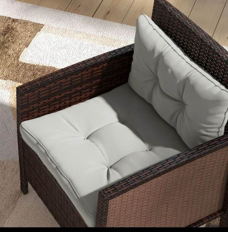 New Grey Outdoor Garden Chair Cushions - Set of 2