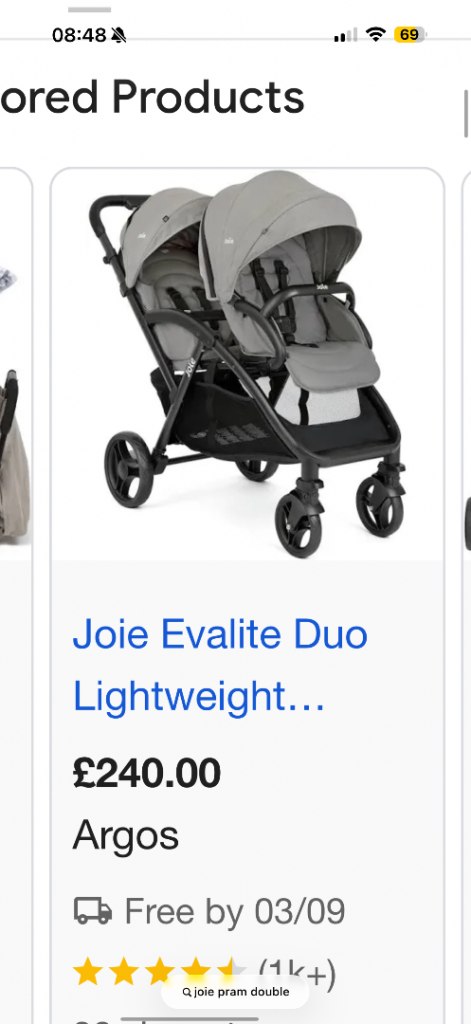 Joie Evalite Duo Lightweight Double Pushchair - Grey
