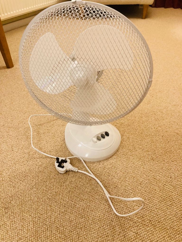 White Electric Fan - with original box packaging 