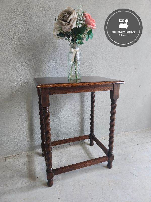 Antique Vintage Oak Barley Twist legs Console Table 