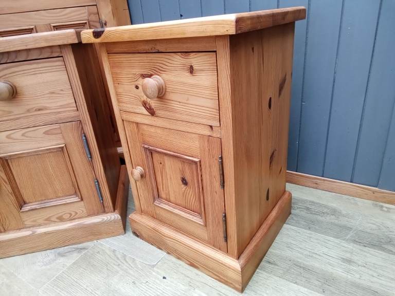 Stunning Handmade Pair of Pine Bedside Cabinets