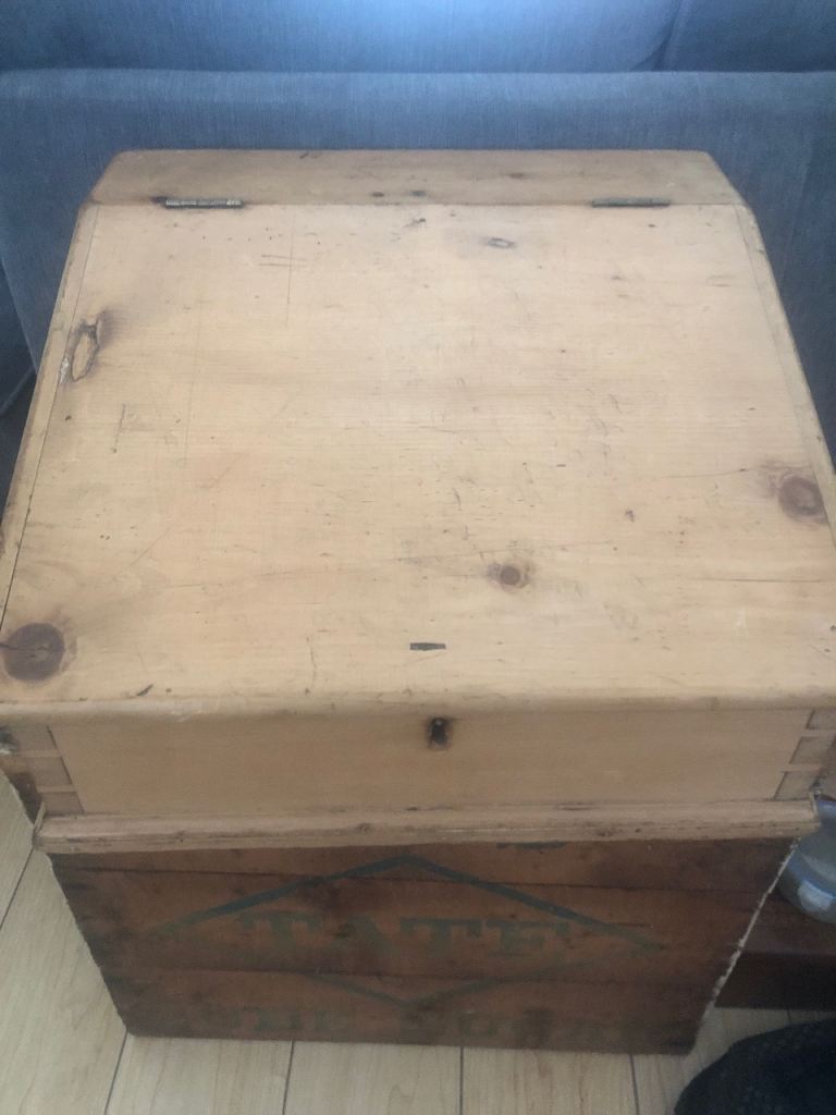 Vintage Wooden Pine Writing slope with Storage – Rustic Condition