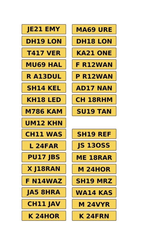ASIAN PRIVATE NUMBER PLATES 