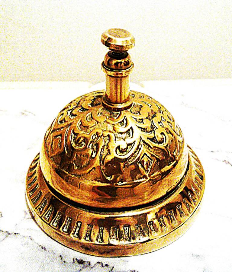 ANTIQUE Solid Brass Counter Bell with Ornate Design
