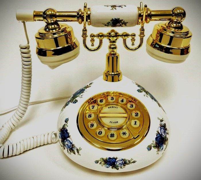 French‑Style Push‑Button Telephone Royal Albert “Moonlight Rose” Fine Bone China