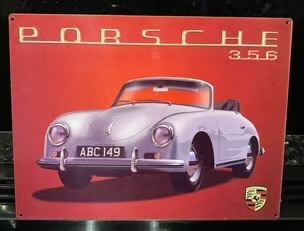 Vintage style ‘Enamel’ sign Porsche 356 - Man Cave Art