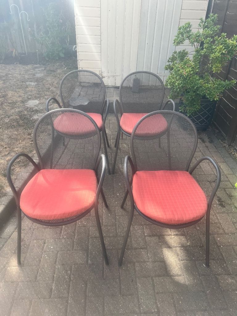 4 x EMU Italian Outdoor Garden Dining Chairs & Cushions