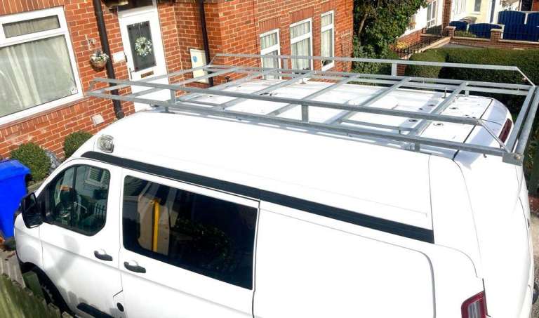 Heavy Duty Galvanised Ford Transit SWB Roof Rack with Rear Roller