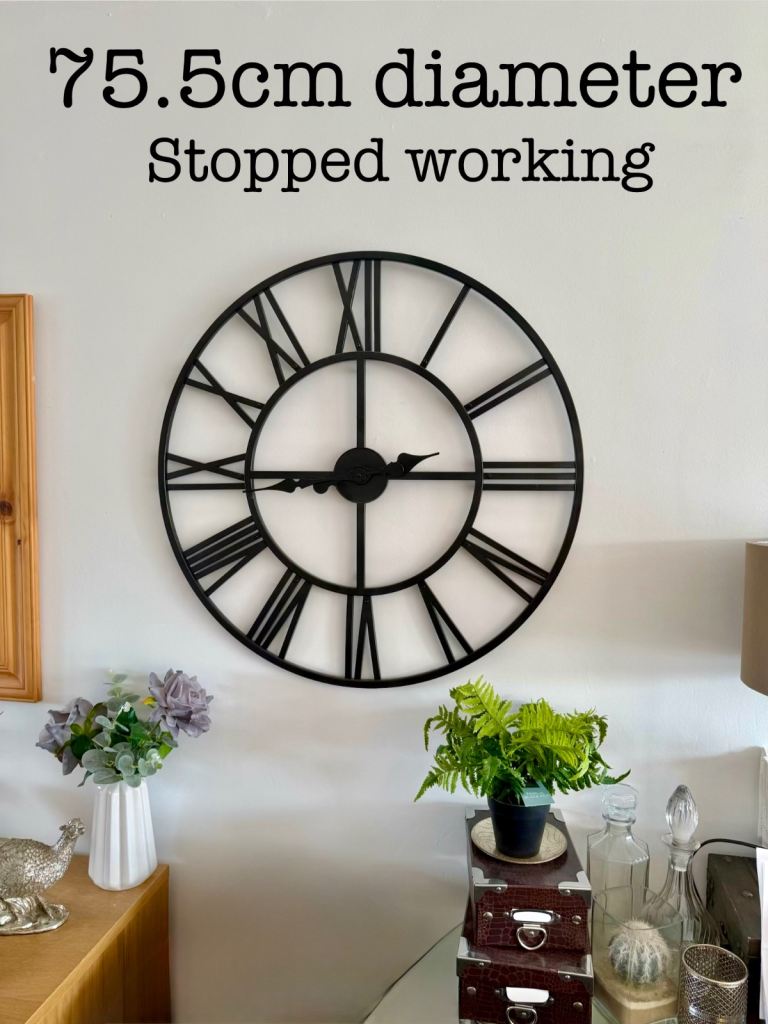 Large Black Wall Clock 75.5cm Diameter – Not Working, £5.00 for Sale